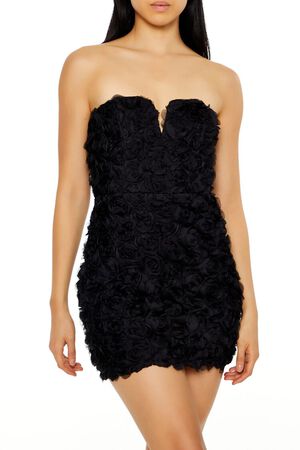 BLACK Rosette Mini Tube Dress, image 2