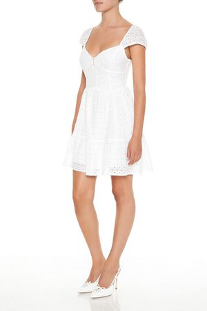 WHITE Eyelet Bustier Flounce Mini Dress, image 3