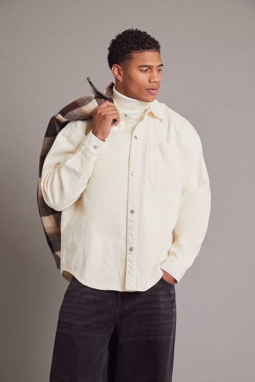 CREAM Cotton Curved-Hem Shirt, image 1