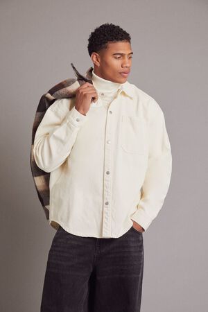 CREAM Cotton Curved-Hem Shirt, image 1