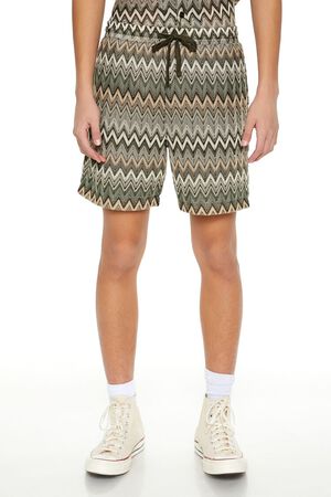 OLIVE/MULTI Multi Zigzag Drawstring Shorts, image 2