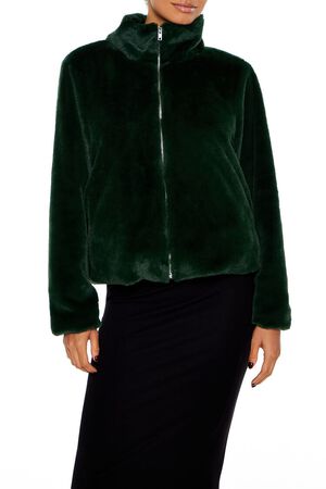 MAUVE Faux Fur Zip-Up Coat, image 1