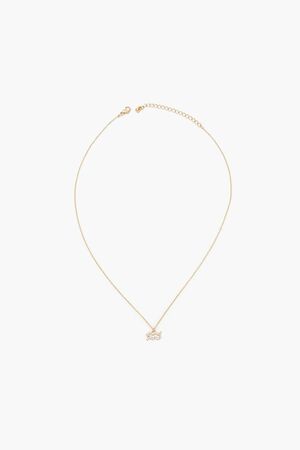 GOLD/AQUARIUS Rhinestone Zodiac Charm Necklace, image 1