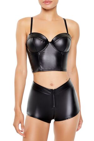 BLACK Bustier Cropped Lingerie Cami, image 1