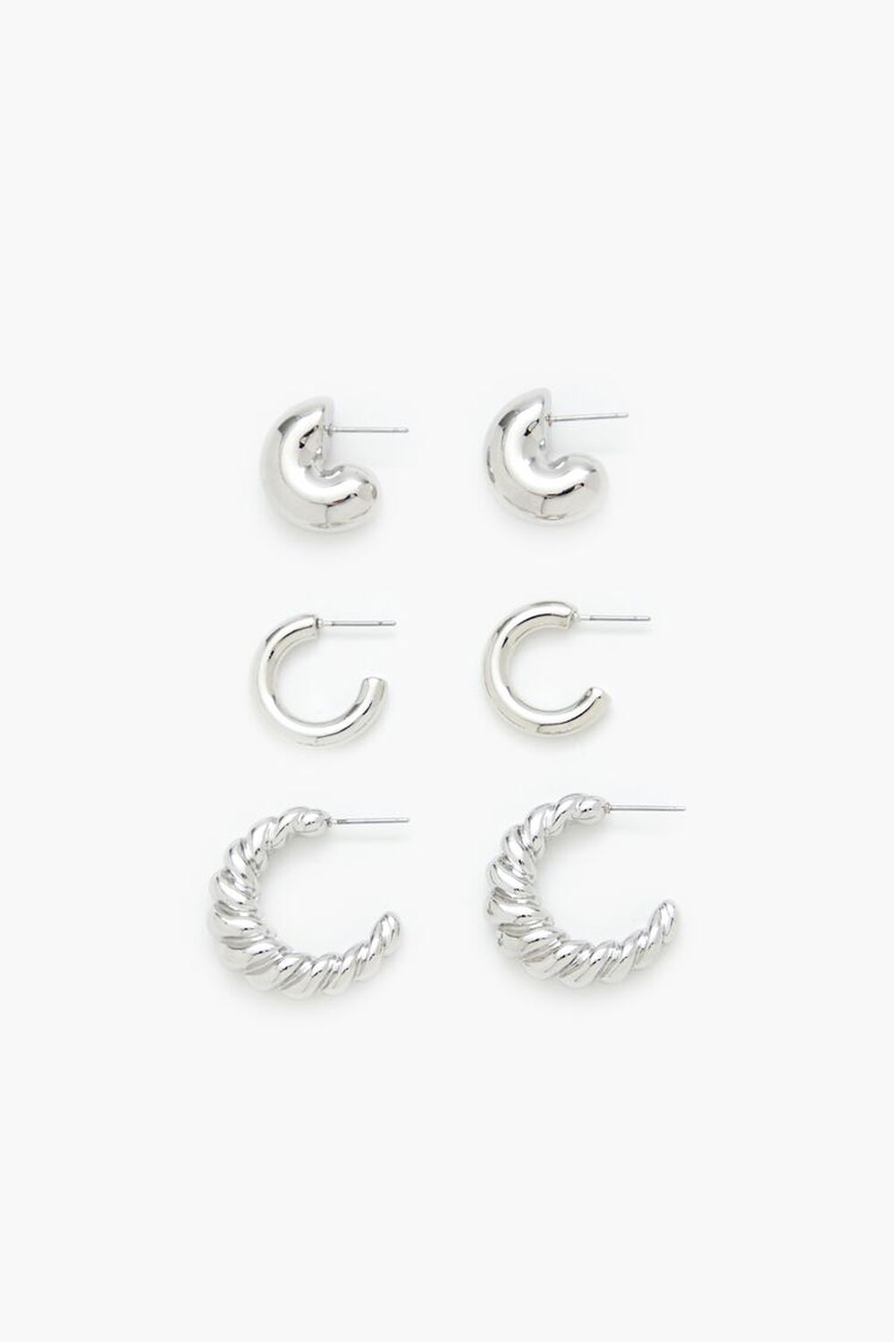 SILVER Twisted Hoop Earring Set, image 1