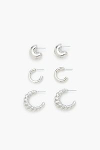 SILVER Twisted Hoop Earring Set, image 1