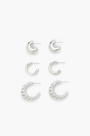 SILVER Twisted Hoop Earring Set, image 1
