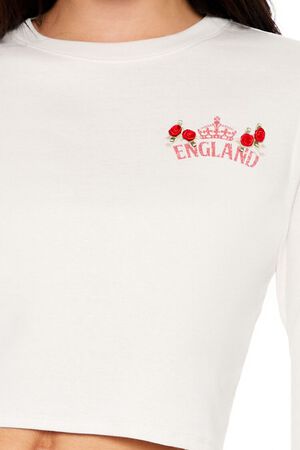 TAUPE/MULTI England Rosette Cropped Tee, image 3