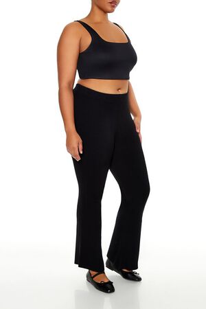 BLACK Plus Size Mid-Rise Flare Pants, image 3