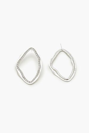 SILVER/CLEAR Geo Rhinestone Drop Earrings, image 2