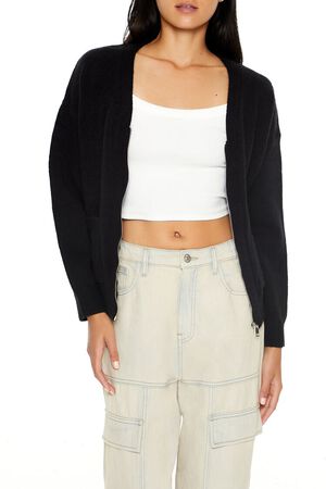 DARK GREEN Drop-Sleeve Zip-Up Sweater, image 1