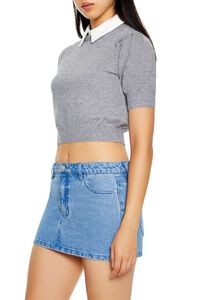 GREY Sweater-Knit Collar Crop Top, image 4