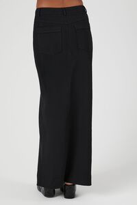 BLACK Twill Split-Hem Maxi Skirt, image 4