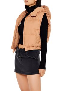 CAMEL Cropped Hooded Puffer Vest, image 4