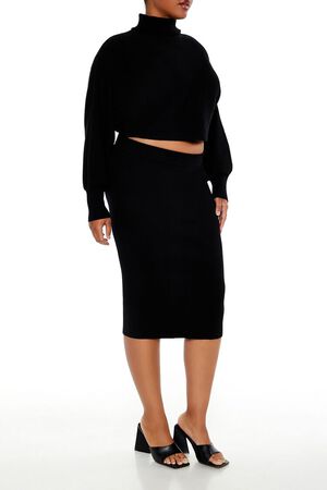 HEATHER GREY Plus Size Sweater-Knit Top & Skirt Set, image 3