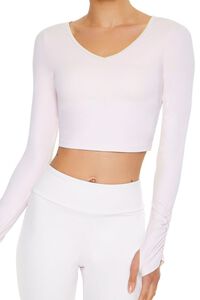 BLOSSOM Active Ruched Thumbhole Crop Top, image 3