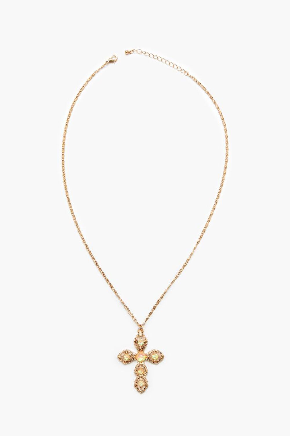 GOLD/MULTI Iridescent Cross Pendant Necklace, image 1