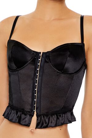 BLACK Satin Lingerie Corset Cami, image 2