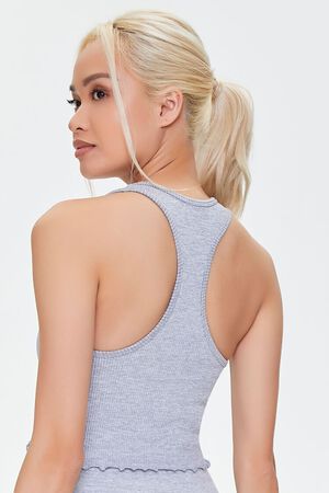 HEATHER GREY Active Seamless Lettuce-Edge Crop Top, image 3