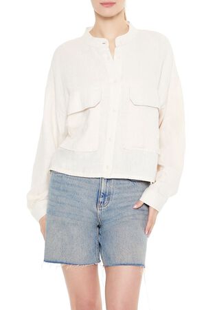 CREAM Mock-Neck Cargo Shacket, image 1