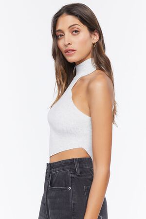 GREY Sweater-Knit Mock Neck Crop Top, image 2
