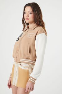 KHAKI/MULTI Varsity Letterman Bomber Jacket, image 2