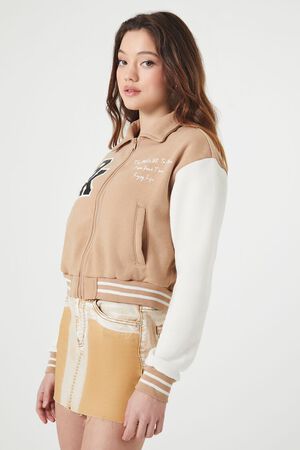 KHAKI/MULTI Varsity Letterman Bomber Jacket, image 2
