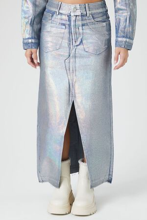 DENIM Iridescent Denim A-Line Maxi Skirt, image 2