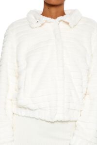 IVORY Quilted Faux Fur Bomber Jacket, image 3
