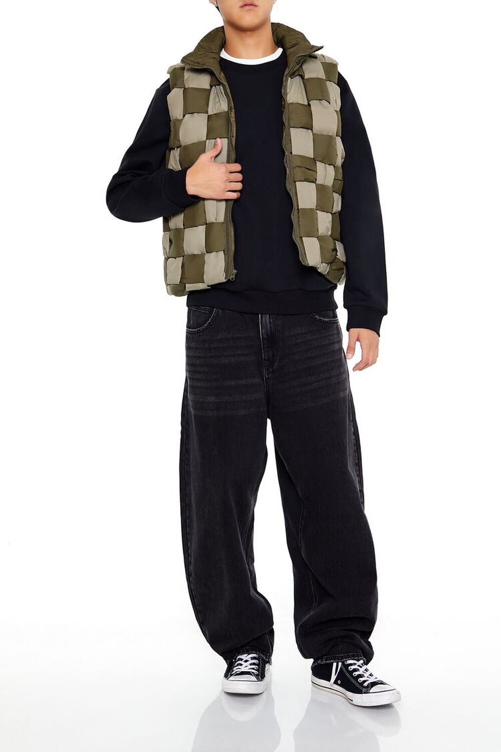 OLIVE/LIGHT OLIVE Checkered Basketwoven Vest, image 2