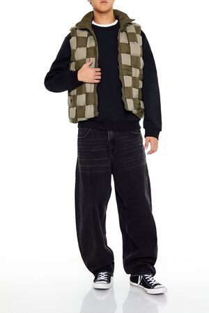 OLIVE/LIGHT OLIVE Checkered Basketwoven Vest, image 2