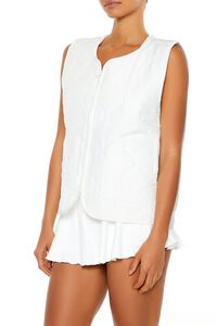 WHITE Active Quilted Zip-Up Vest, image 4