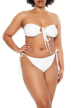 WHITE Plus Size String Bikini Bottoms, image 3