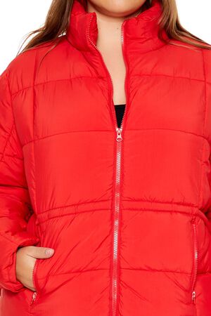 HIGH RISK RED Plus Size Tie-Waist Puffer Jacket, image 3