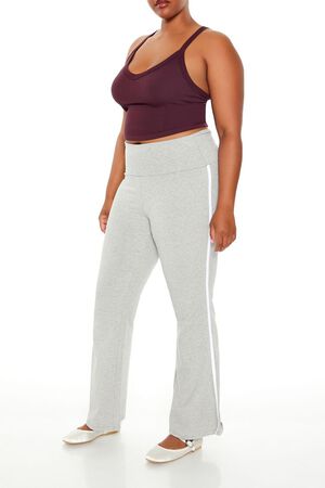 HEATHER GREY Plus Size Two-Tone Flare Leggings, image 3