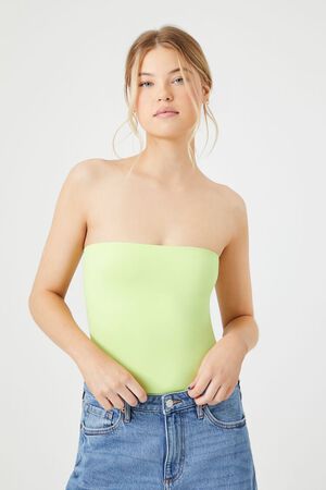 PALE GREEN Seamless Tube Lingerie Bodysuit, image 1