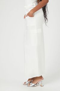IVORY Satin Slit Midi Skirt, image 3