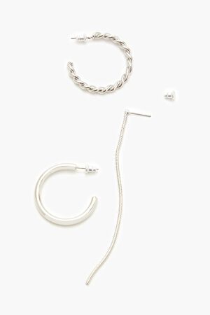 SILVER Twisted Hoop & Duster Earring Set, image 3