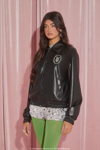 BLACK/MULTI Wicked Rhinestone Faux Leather Jacket, image 4