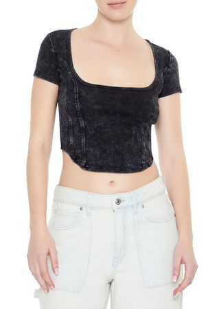 WHITE Mineral Wash Cropped Tee, image 1