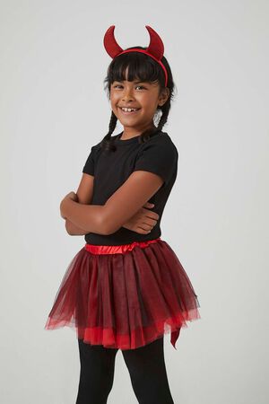 BLACK/RED Girls Devil Skirt & Horns Costume Set (Kids), image 1