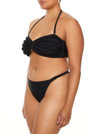 BLACK Plus Size Ruffle Bikini Bottoms, image 2
