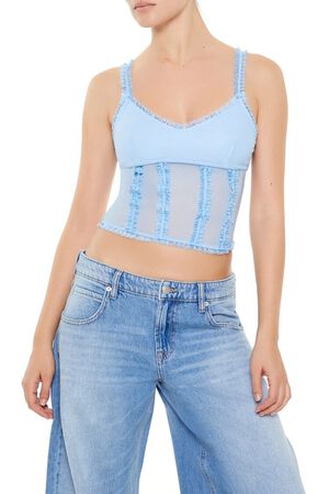 AZALEA Mesh Ruffle-Trim Cropped Cami, image 1