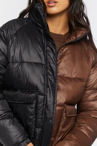 BLACK/BROWN Colorblock Puffer Jacket, image 5