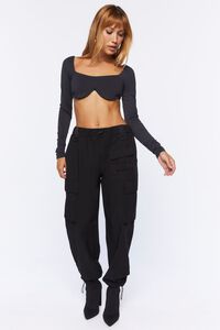 BLACK Long-Sleeve Crop Top, image 4