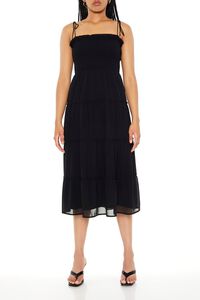 BLACK Tiered Self-Tie Cami Midi Dress, image 1