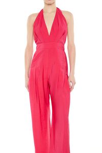 HOT PINK Halter Wide-Leg Jumpsuit, image 4