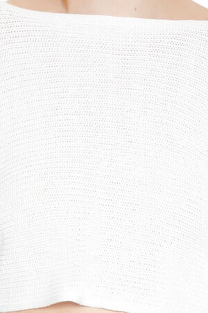 WHITE Cropped Split-Back Sweater, image 3