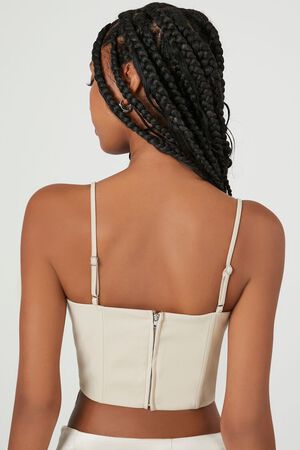 TAN/MULTI Cropped Sweetheart Bustier Cami, image 3