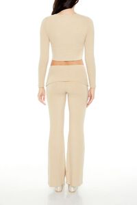 OATMEAL Mid-Rise Foldover Flare Pants, image 4